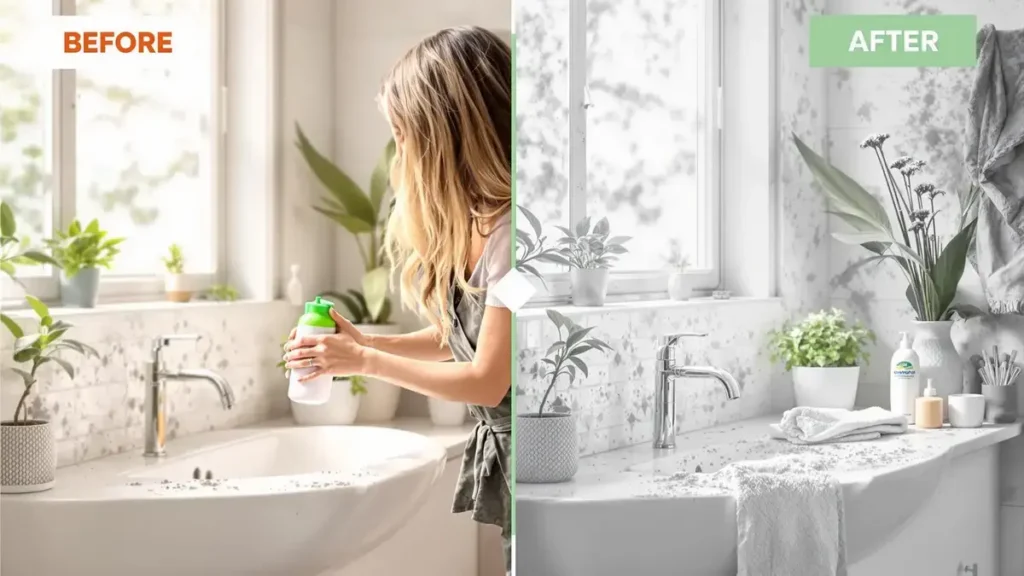 Entdecken Sie, wie ein natürliches Mittel die Schimmelentfernung in Ihrem Badezimmer erleichtert.